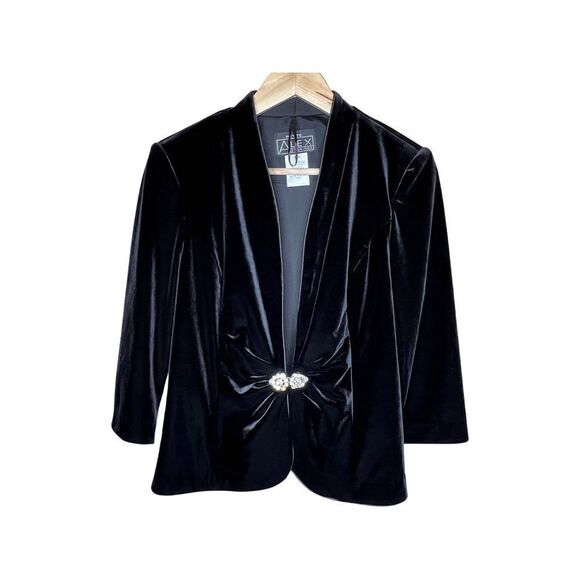 ALEX EVENINGS Black Velvet 3 Piece Outfit Size Medium Pants Large Tops - Picture 3 of 16